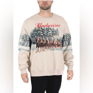 Budweiser Beige Sweater with Forest Design